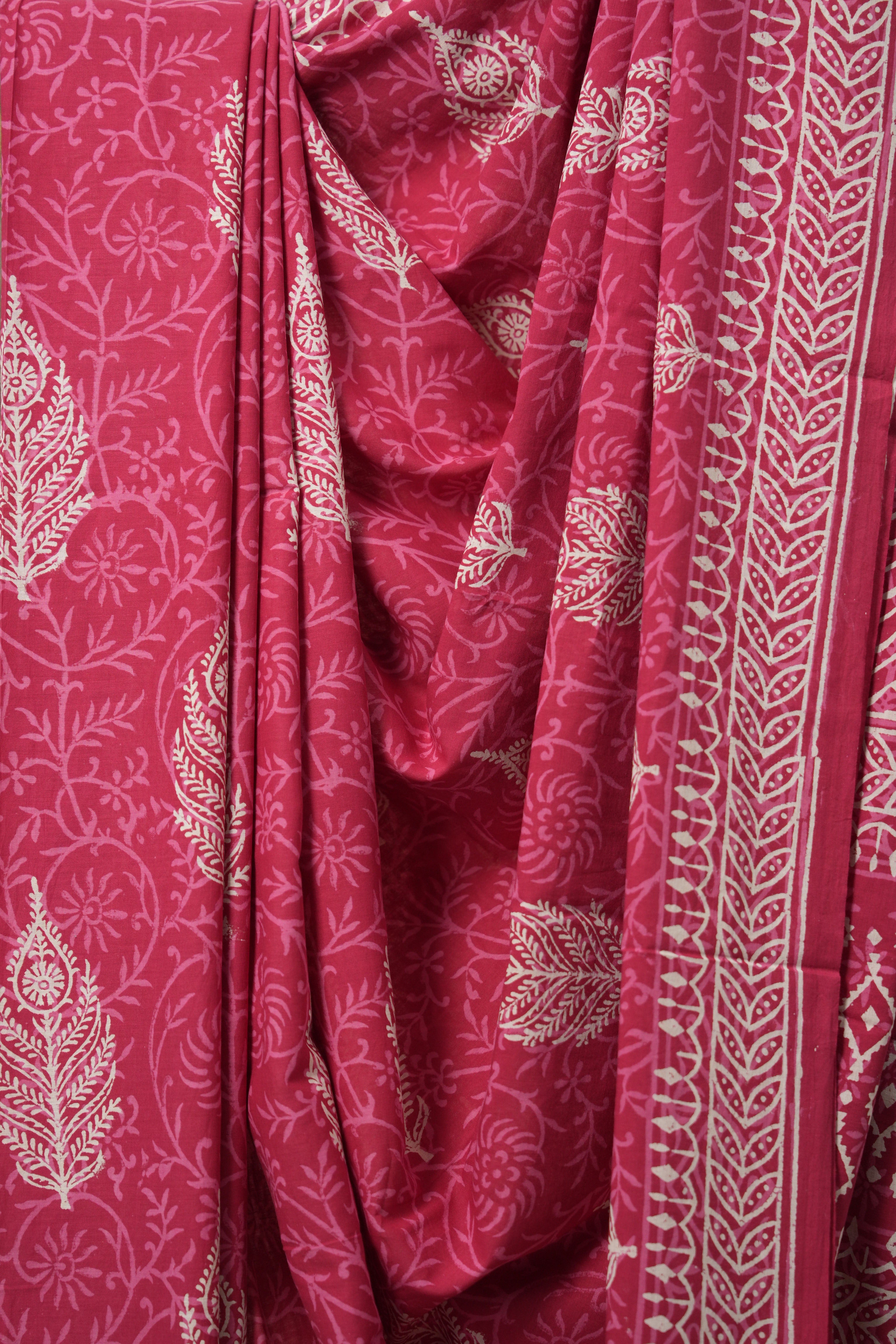 Pink White HBP Cotton Saree - SRPWCS3127
