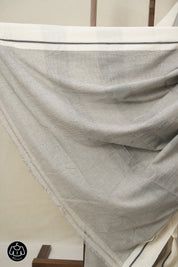 Off White Small Checks Cotton Patteda Anchu Saree - SROWPAS94
