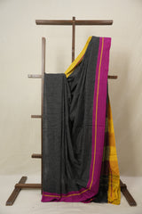 Black Big Checks Cotton Patteda Anchu Saree - SRBPAS283