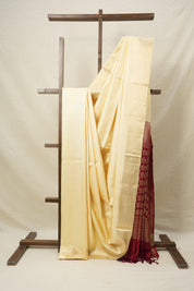 Cream Soft Silk Saree - SRCSSS217