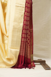 Cream Soft Silk Saree - SRCSSS217