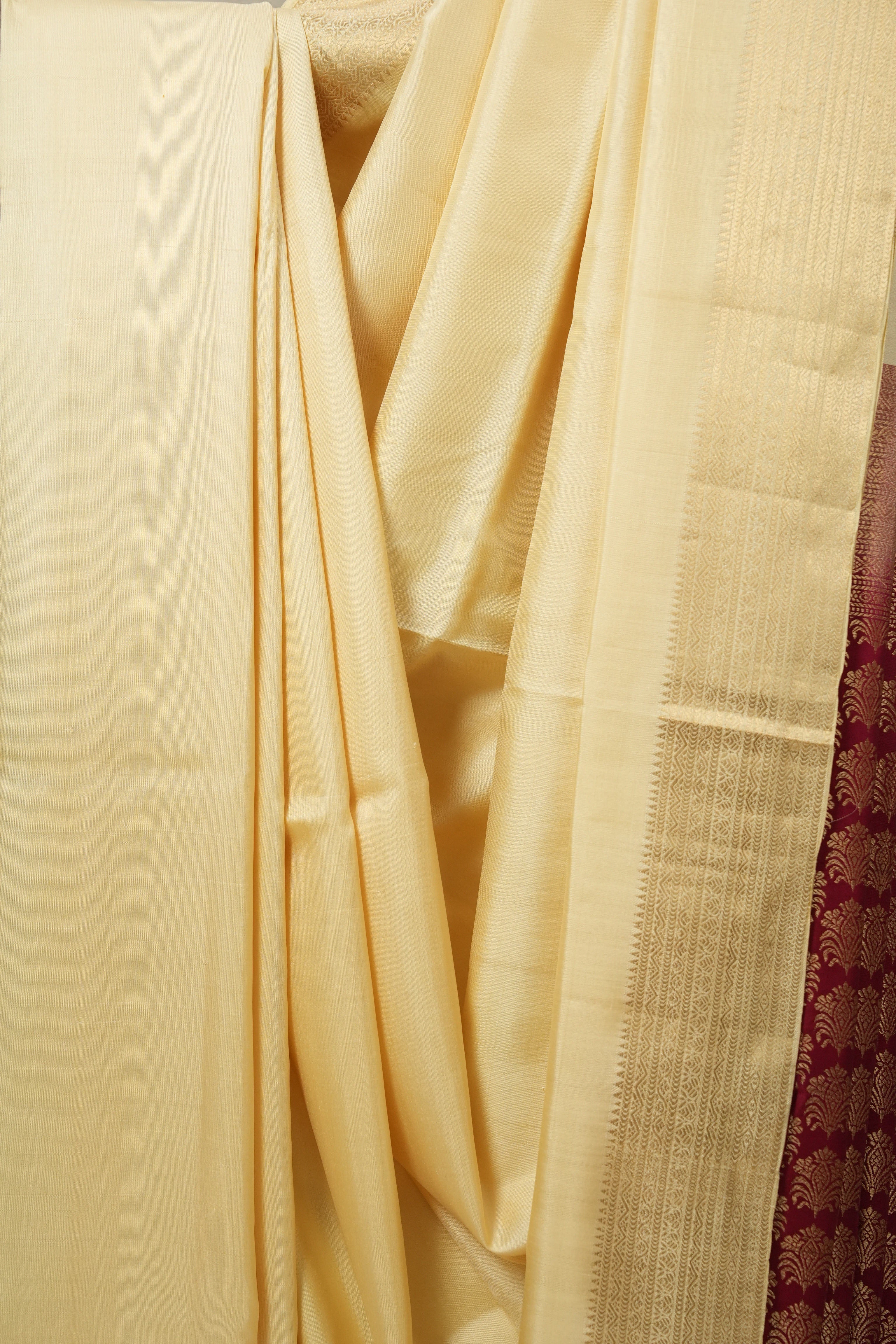 Cream Soft Silk Saree - SRCSSS217