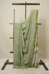 Pista Green HBP Georgette Saree - SRPGHGS48