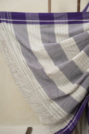 White Big Checks Cotton Patteda Anchu Saree - SRWPAS304