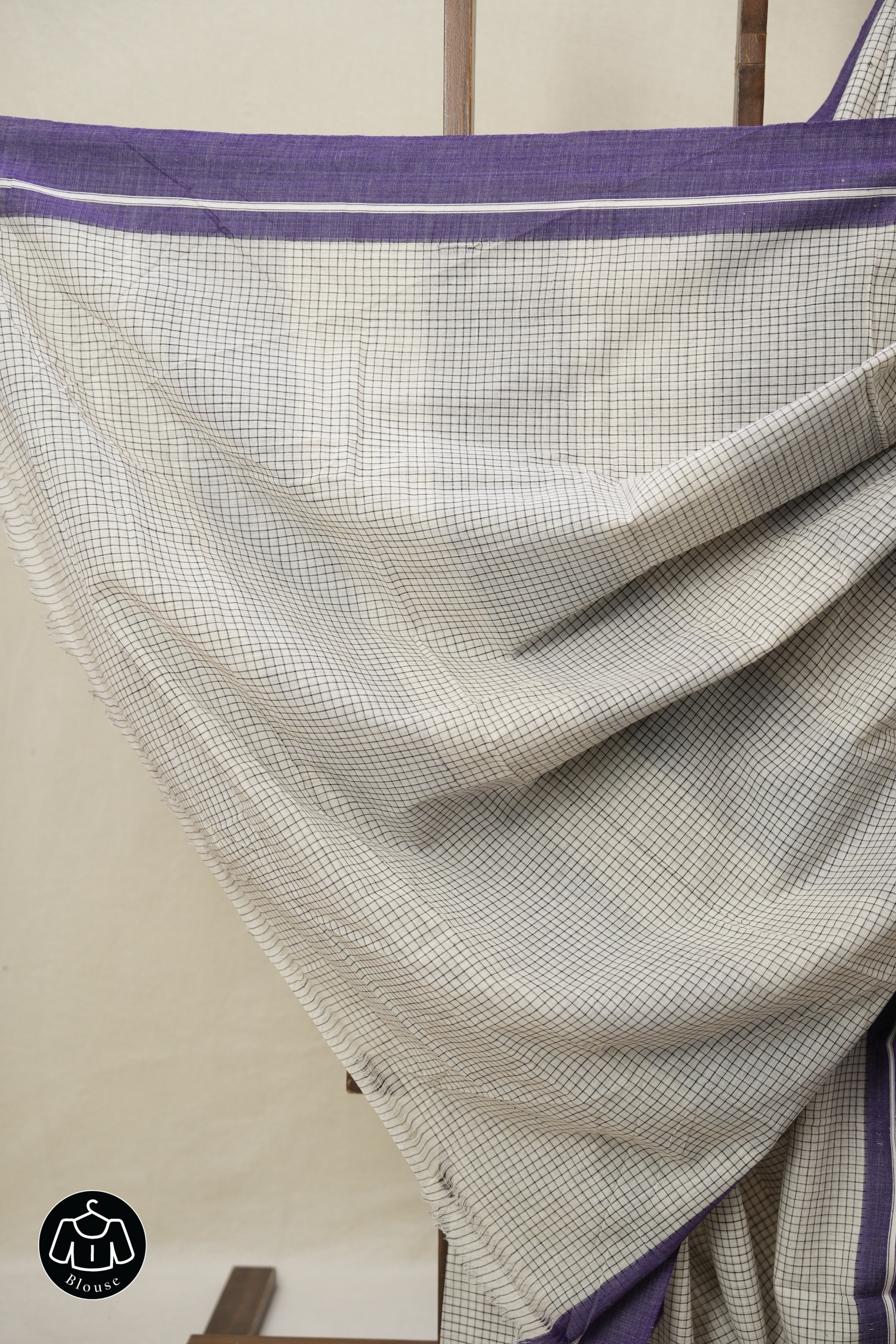 White Big Checks Cotton Patteda Anchu Saree - SRWPAS304
