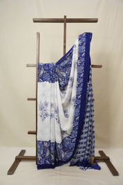 White HBP Georgette Saree - SRRBHGS49