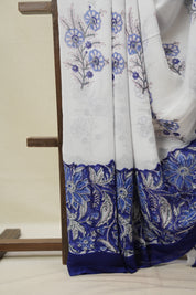 White HBP Georgette Saree - SRRBHGS49