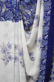 White HBP Georgette Saree - SRRBHGS49