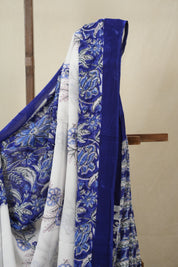 White HBP Georgette Saree - SRRBHGS49