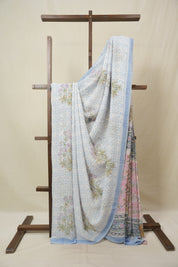 White HBP Georgette Saree - SRWHGS45