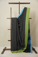 Black Big Checks Cotton Patteda Anchu Saree - SRBPAS282