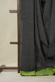 Black Big Checks Cotton Patteda Anchu Saree - SRBPAS282