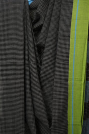 Black Big Checks Cotton Patteda Anchu Saree - SRBPAS282
