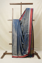 Golden Blue Maheshwari Tissue Saree - SRGBMTS296