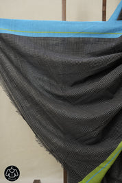 Black Big Checks Cotton Patteda Anchu Saree - SRBPAS237