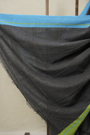 Black Big Checks Cotton Patteda Anchu Saree - SRBPAS282