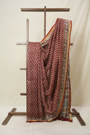 Maroon HBP Cotton Silk Saree With Chanderi Border - SRMCSS1586