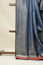 Golden Blue Maheshwari Tissue Saree - SRGBMTS296