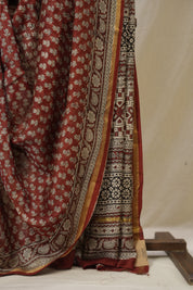 Maroon HBP Cotton Silk Saree With Chanderi Border - SRMCSS1586