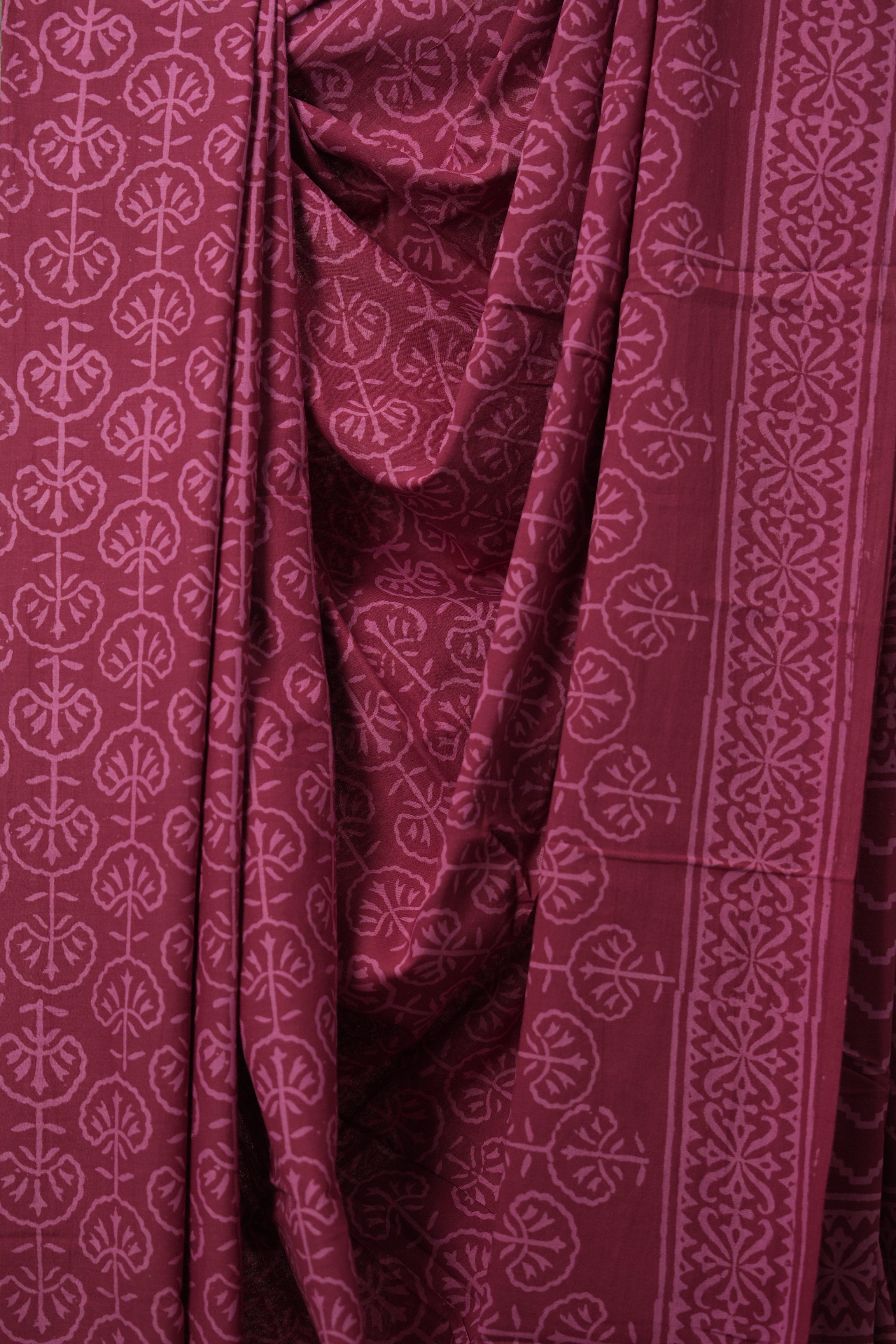 Cherry Red HBP Cotton Saree - SRCRCS3130