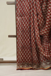Maroon HBP Cotton Silk Saree With Chanderi Border - SRMCSS1586
