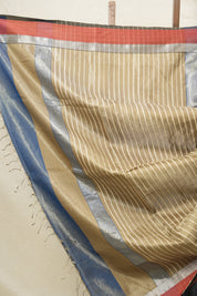 Golden Blue Maheshwari Tissue Saree - SRGBMTS296