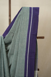 Emrald Green Big Checks Cotton Patteda Anchu Saree - SREGPAS305