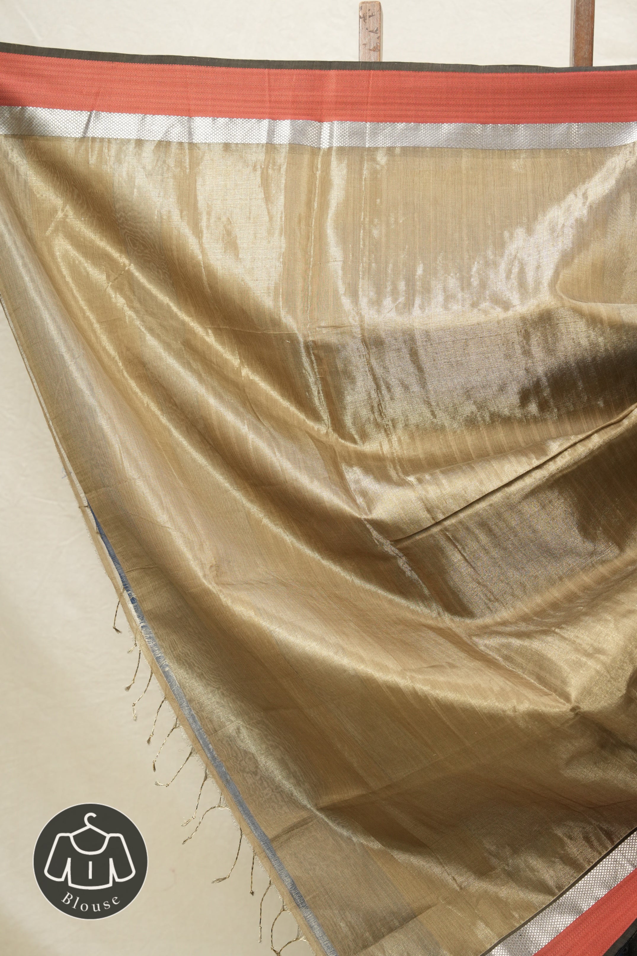 Golden Blue Maheshwari Tissue Saree - SRGBMTS296