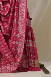 Pink White HBP Cotton Saree - SRPWCS3162