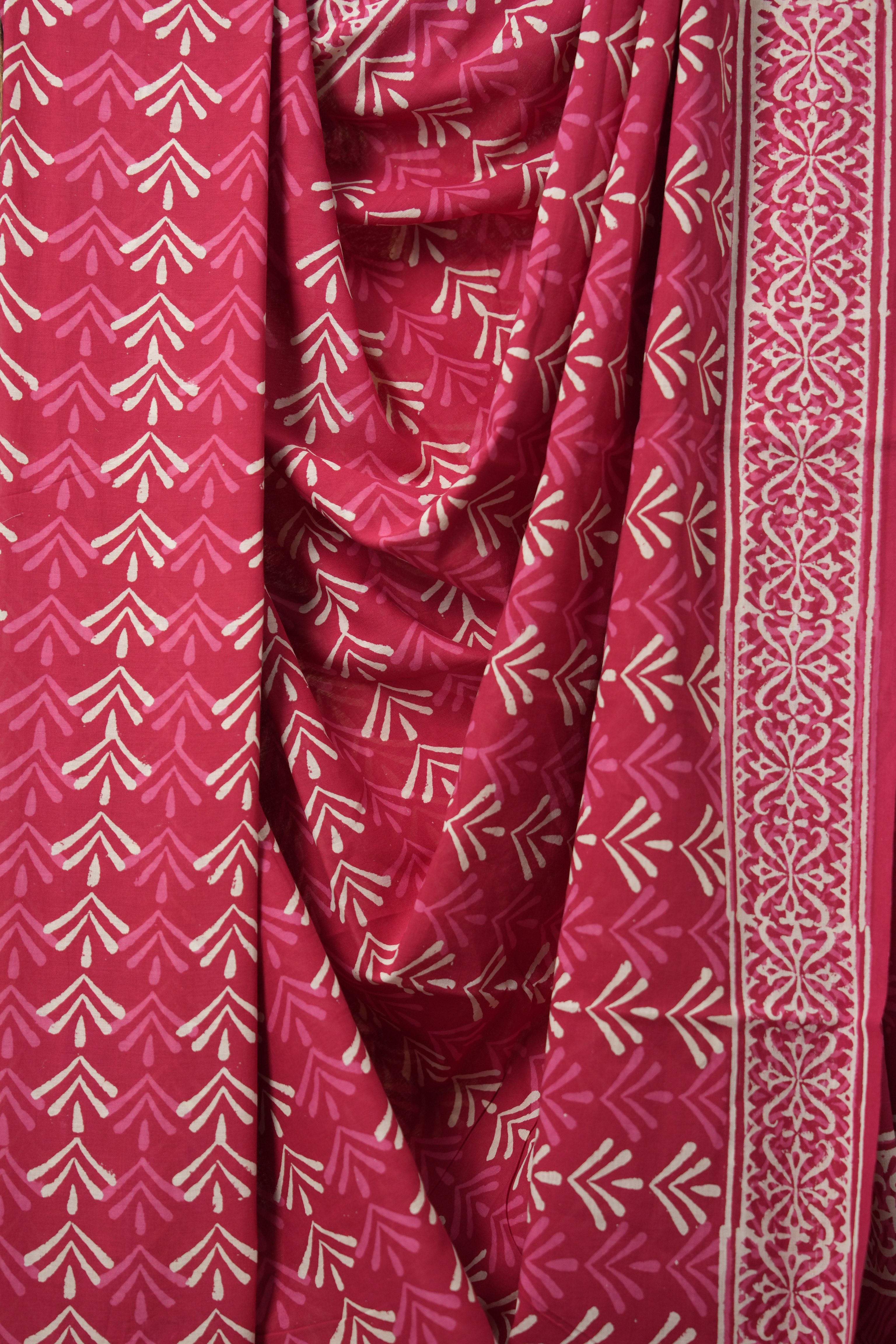 Pink White HBP Cotton Saree - SRPWCS3162