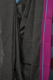 Black Big Checks Cotton Patteda Anchu Saree - SRBPAS303