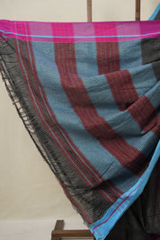 Black Big Checks Cotton Patteda Anchu Saree - SRBPAS303