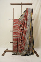 Maroon HBP Cotton Silk Saree With Chanderi Border - SRMCSS1584