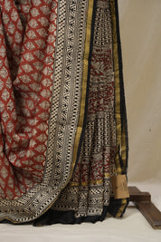 Maroon HBP Cotton Silk Saree With Chanderi Border - SRMCSS1584
