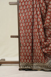 Maroon HBP Cotton Silk Saree With Chanderi Border - SRMCSS1584