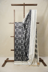 Cream White Pochampalli Silk Ikat Saree - SRCWPSIS241