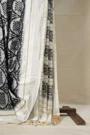 Cream White Pochampalli Silk Ikat Saree - SRCWPSIS241