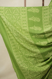 Parrot Green HBP Cotton Saree - SRPGCS3126