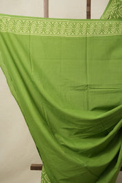 Parrot Green HBP Cotton Saree - SRPGCS3126