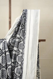 Cream White Pochampalli Silk Ikat Saree - SRCWPSIS241