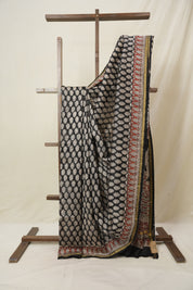 Black HBP Cotton Silk Saree With Chanderi Border - SRBCSS1583
