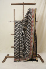 Black HBP Cotton Silk Saree With Chanderi Border - SRBCSS1583