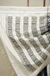 Cream White Pochampalli Silk Ikat Saree - SRCWPSIS241