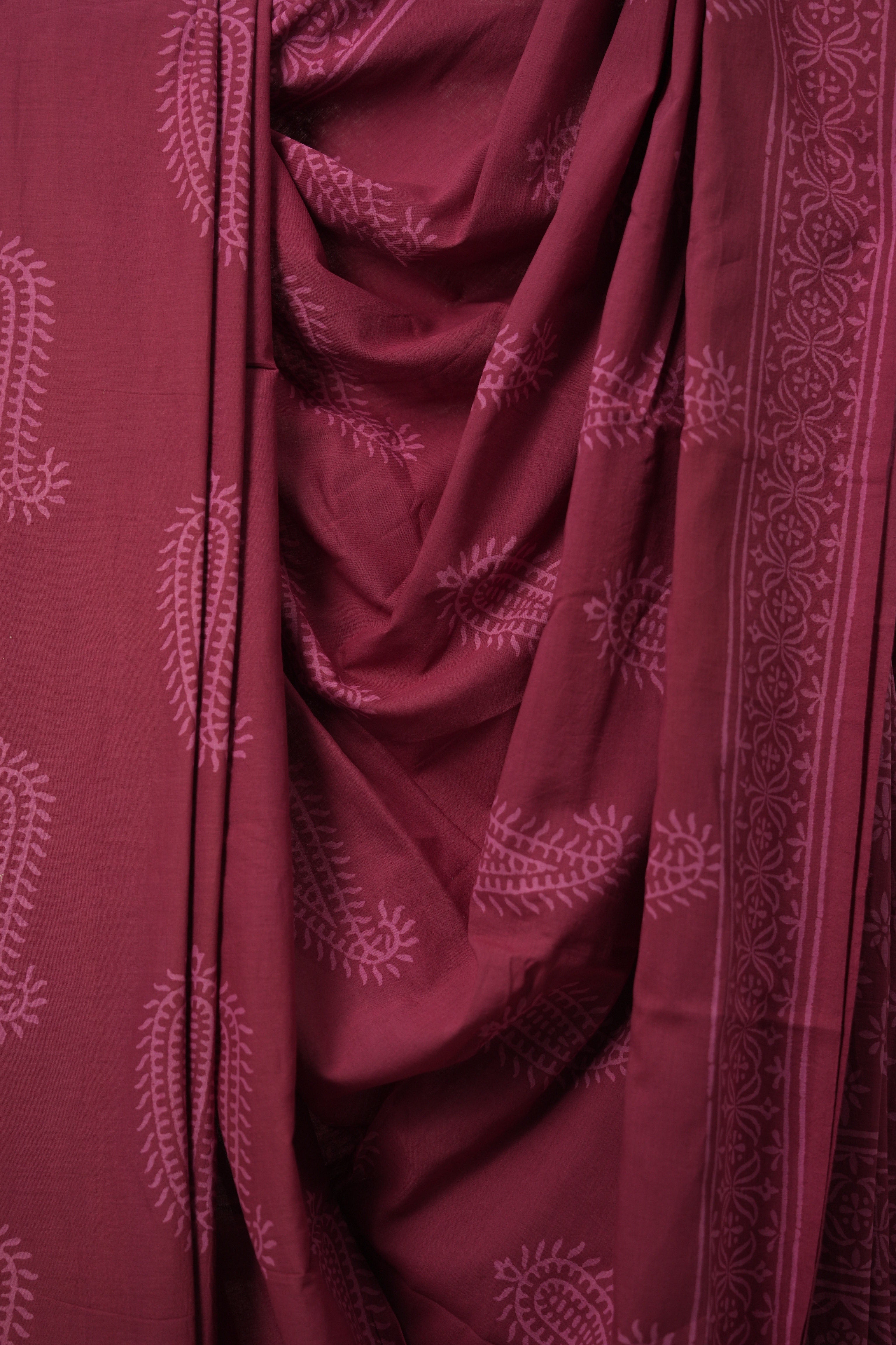 Beet Root Red HBP Cotton Saree - SRBRRCS3125