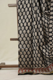 Black HBP Cotton Silk Saree With Chanderi Border - SRBCSS1583