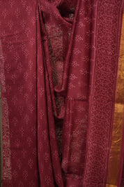 Maroon HBP Cotton Silk Saree With Maheshwari Border - SRMCSS1668