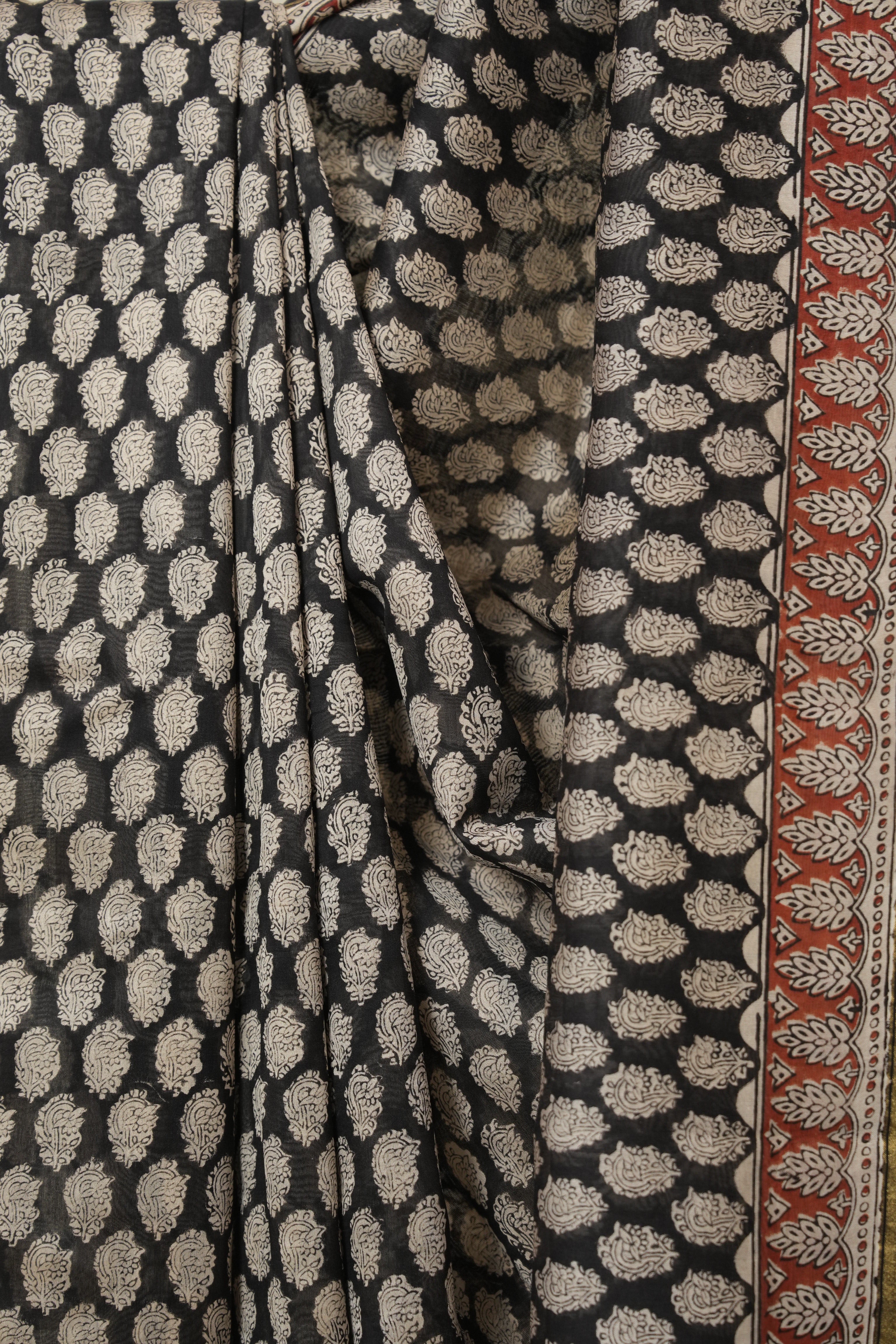 Black HBP Cotton Silk Saree With Chanderi Border - SRBCSS1583