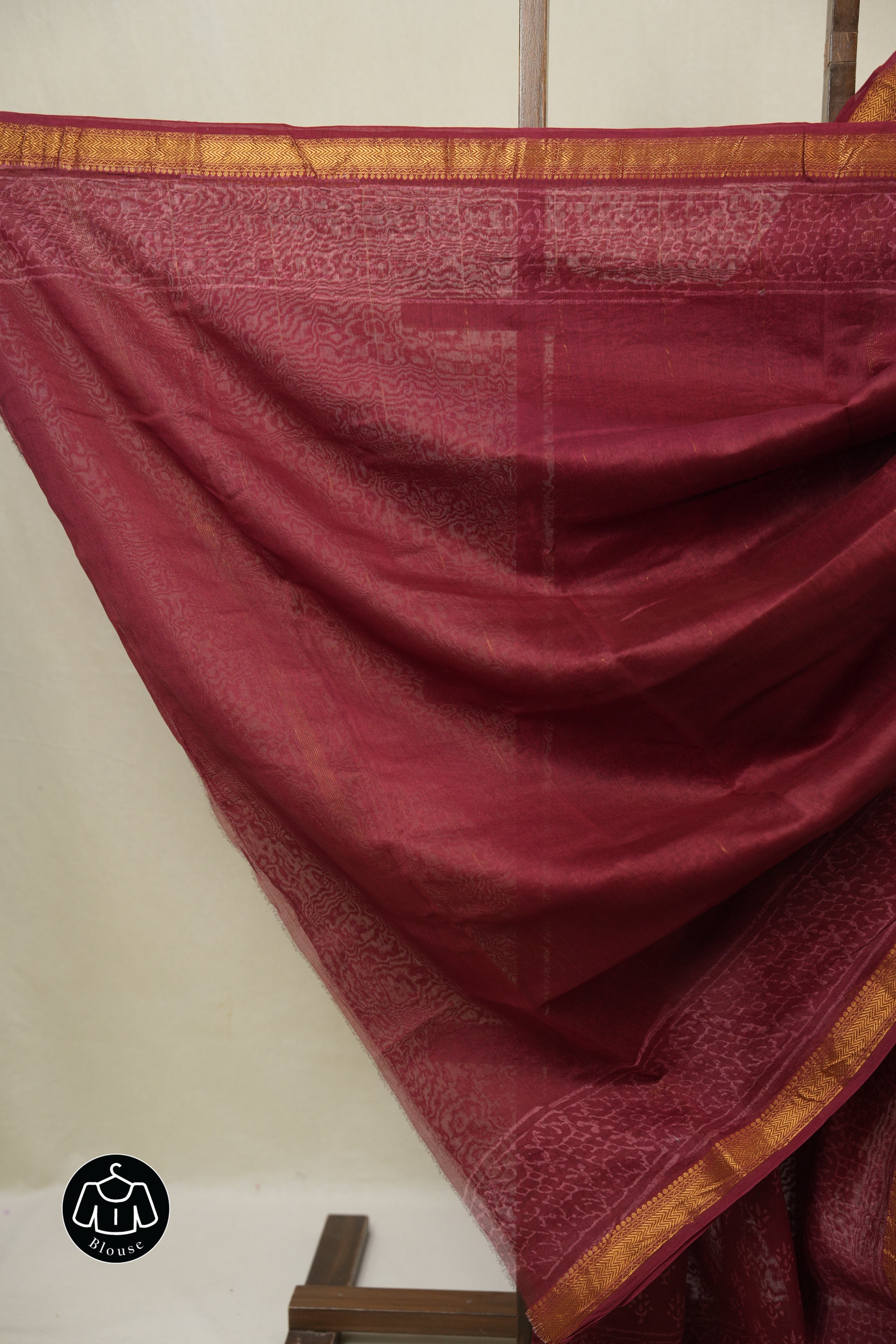 Maroon HBP Cotton Silk Saree With Maheshwari Border - SRMCSS1668