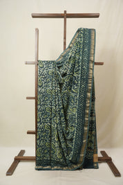 Green HBP Cotton Silk Saree With Maheshwari Border - SRGCSS1667