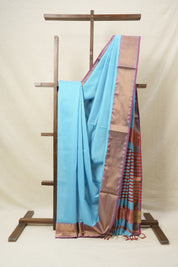 Sky Blue Maheshwari Saree - SRSBMS184EX
